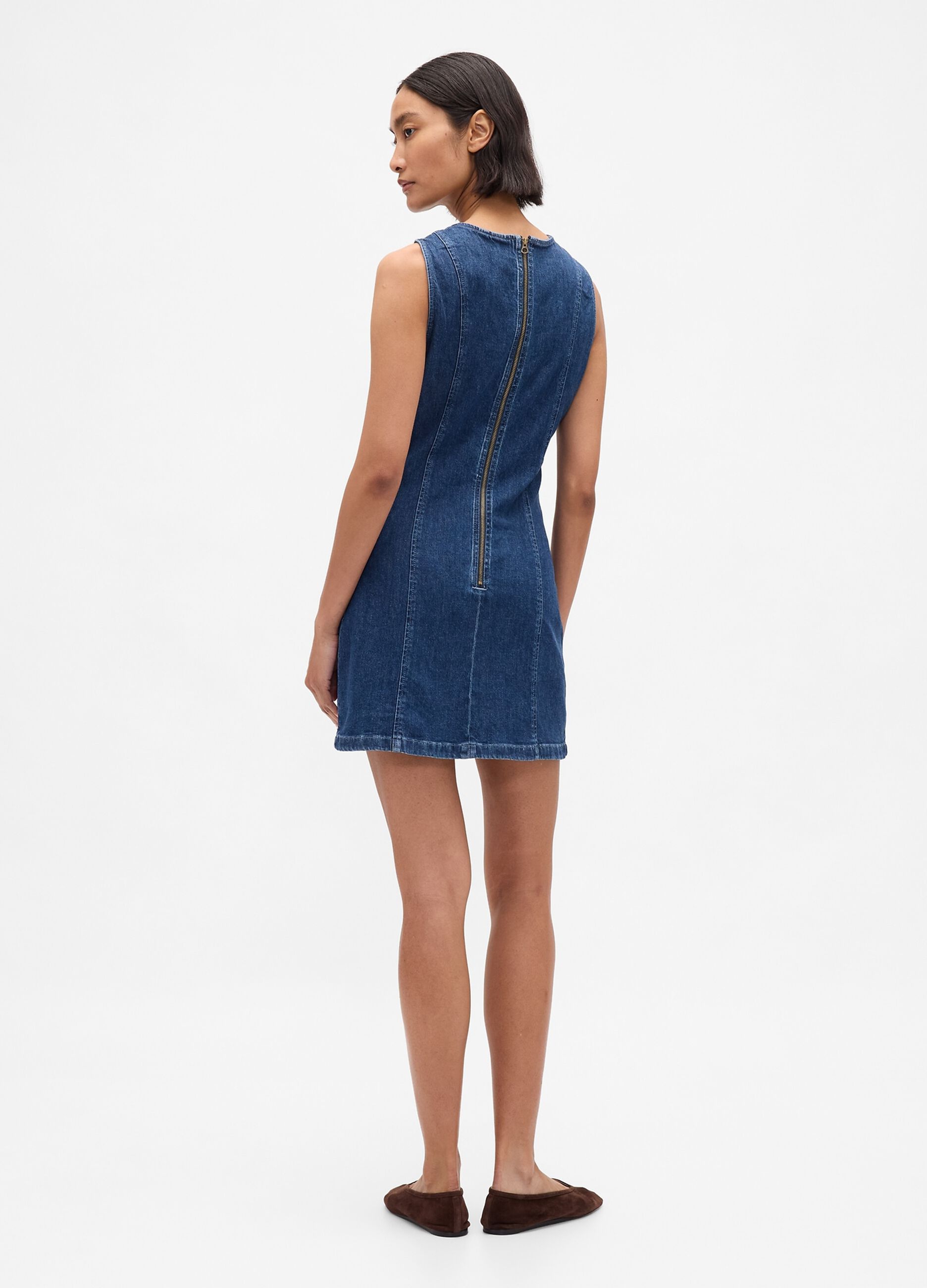 Abito denim elasticizzato con zip posteriore_2