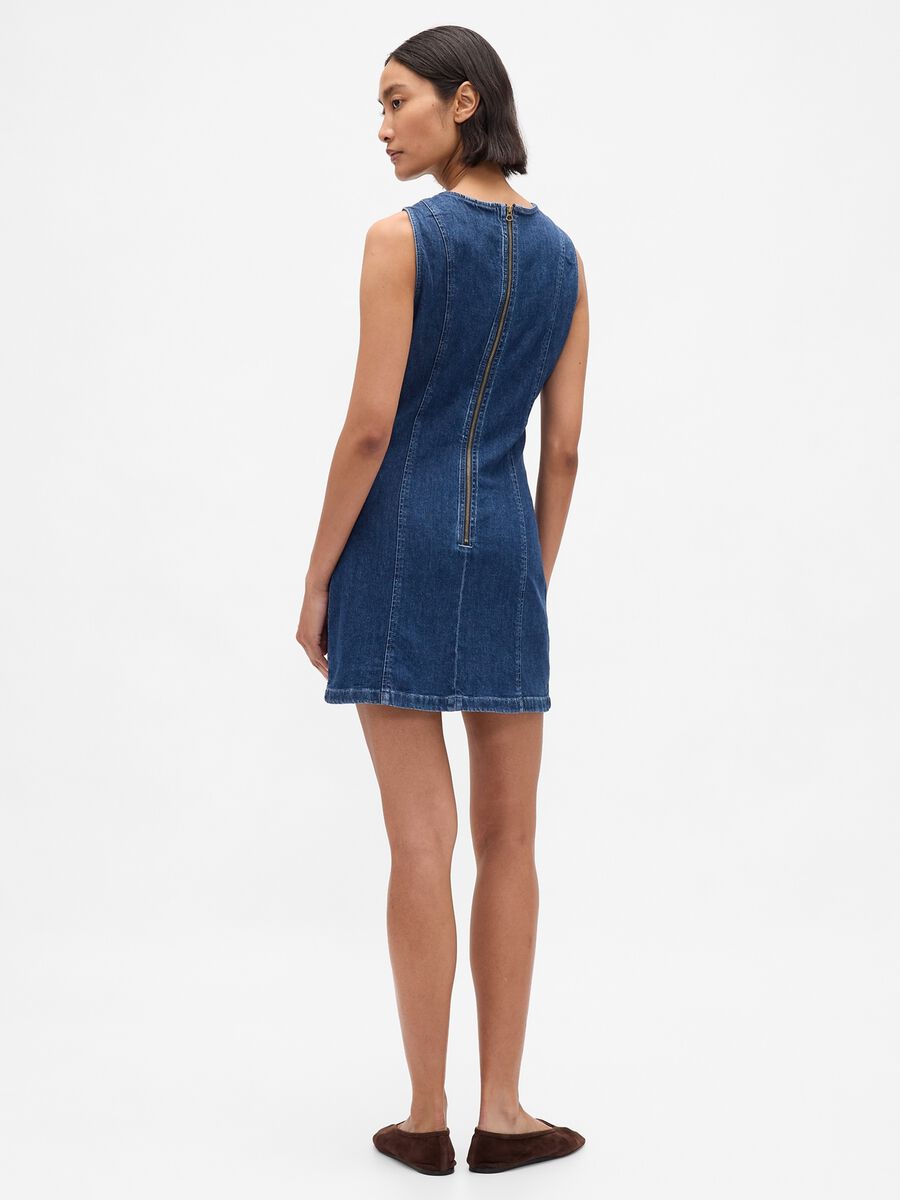 Abito denim elasticizzato con zip posteriore Donna_2