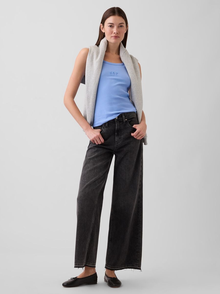 Tank top in cotone elasticizzato con logo GAP Donna_2