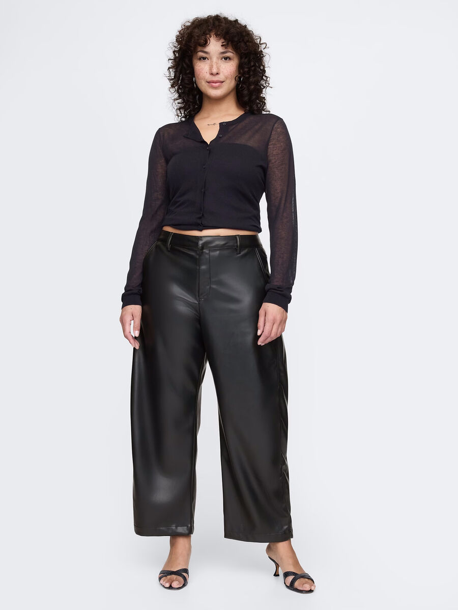 Pantalone barrel fit effetto lucido Donna_5