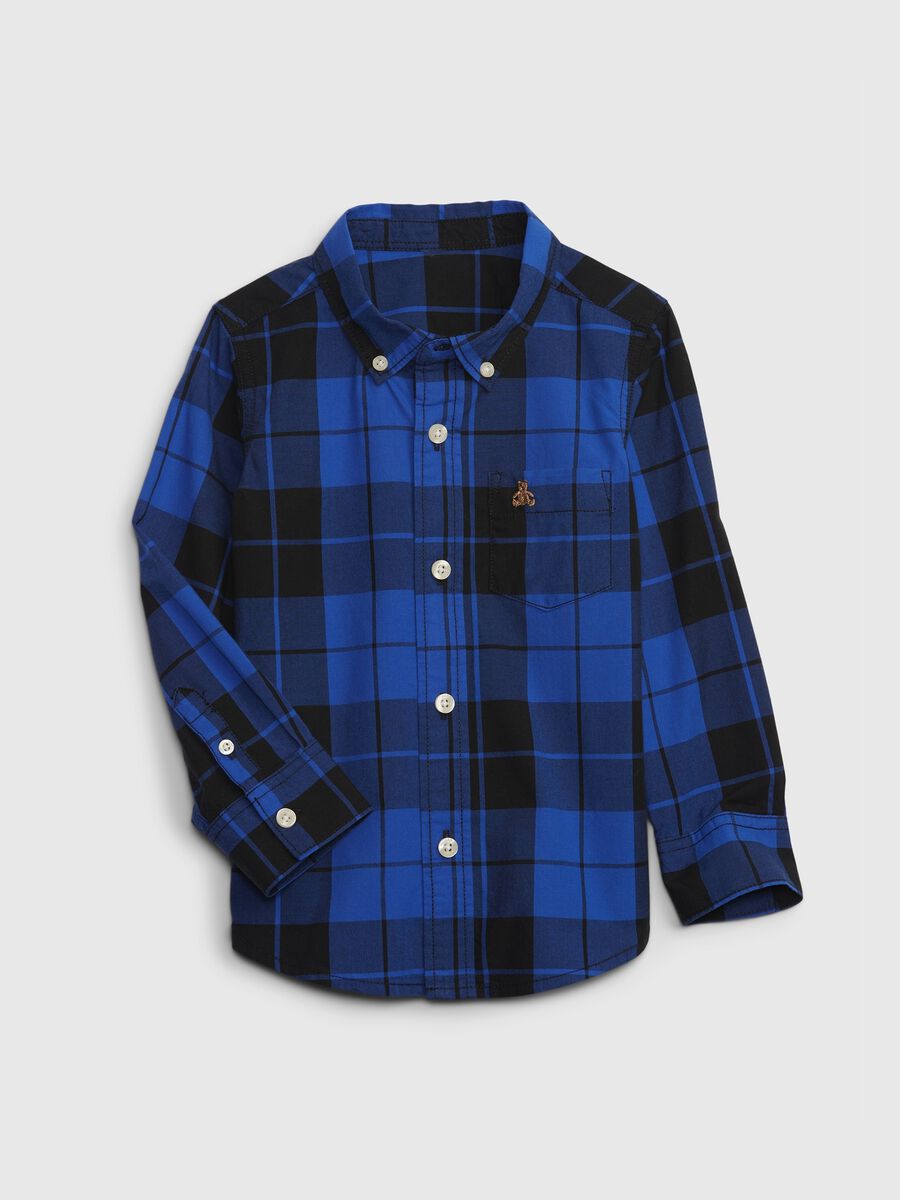 Check shirt with embroidered bear Toddler Boy_0