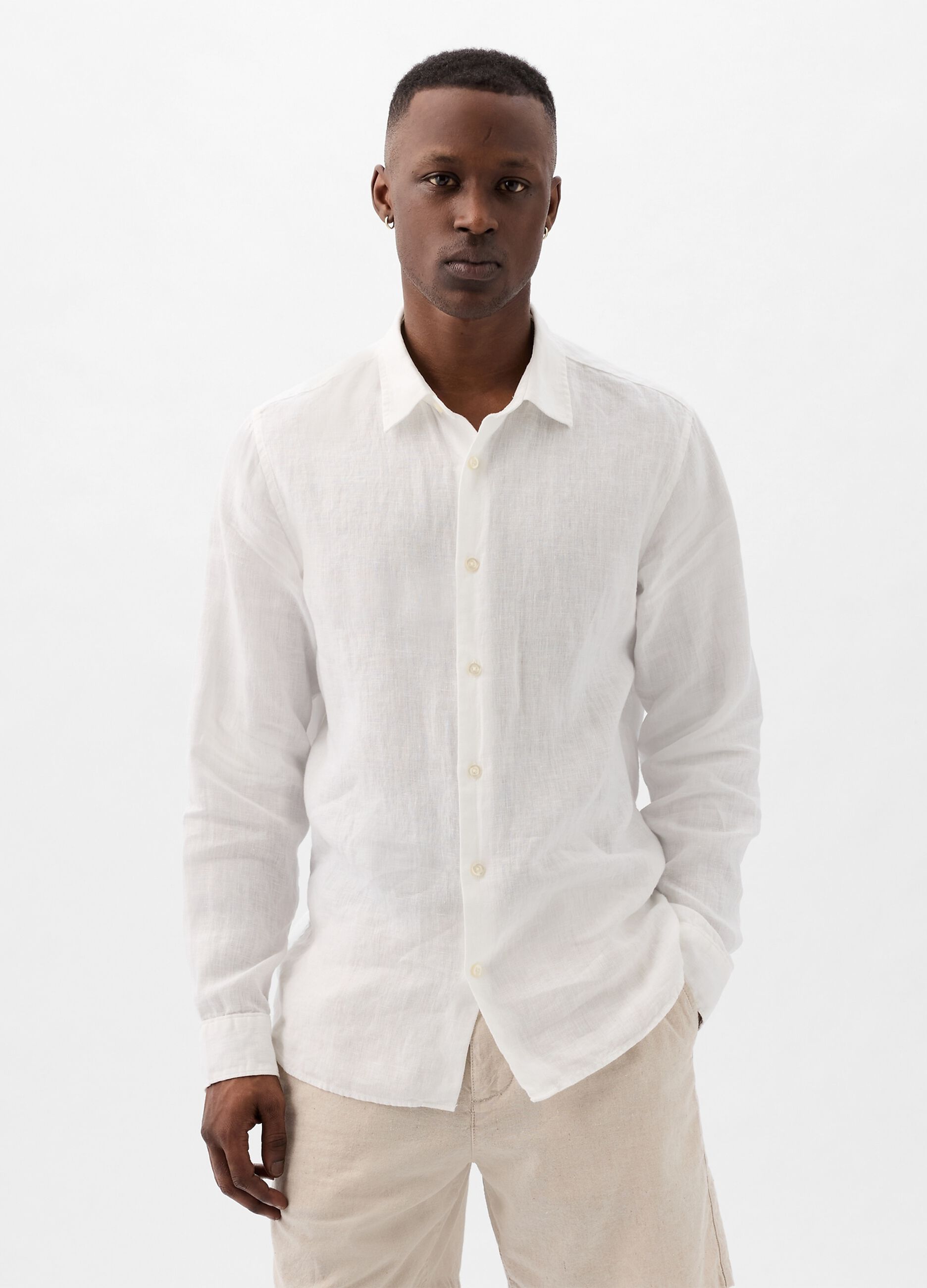 Camicia regular fit in lino