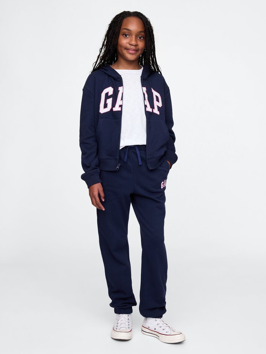 Girls' regular fit cotton-blend blue jogger trousers Girl_0