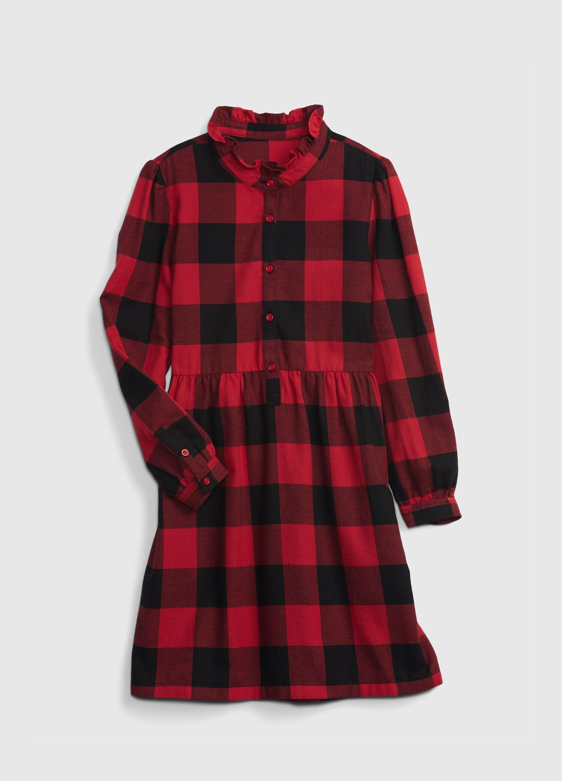 Shirt dress with check pattern