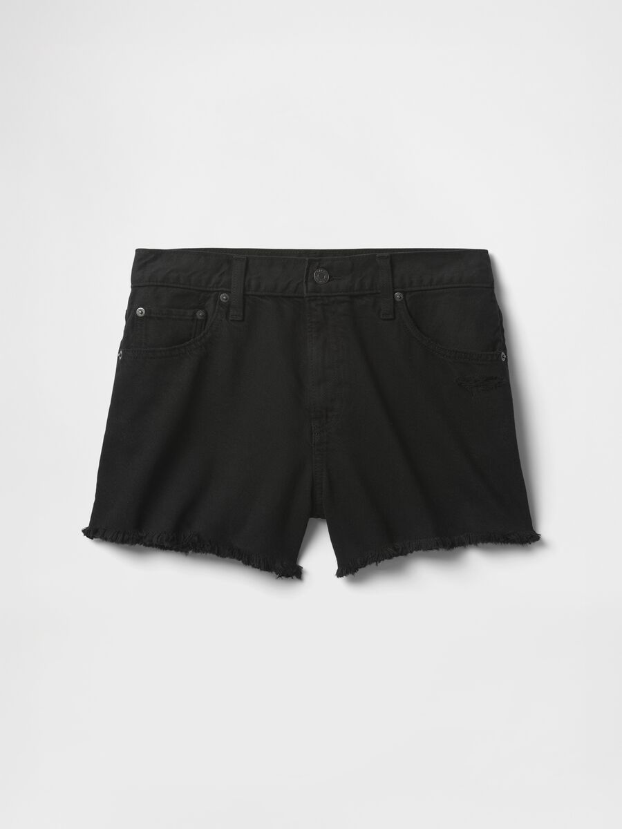 Short in denim nero con orlo sfrangiato Donna_4