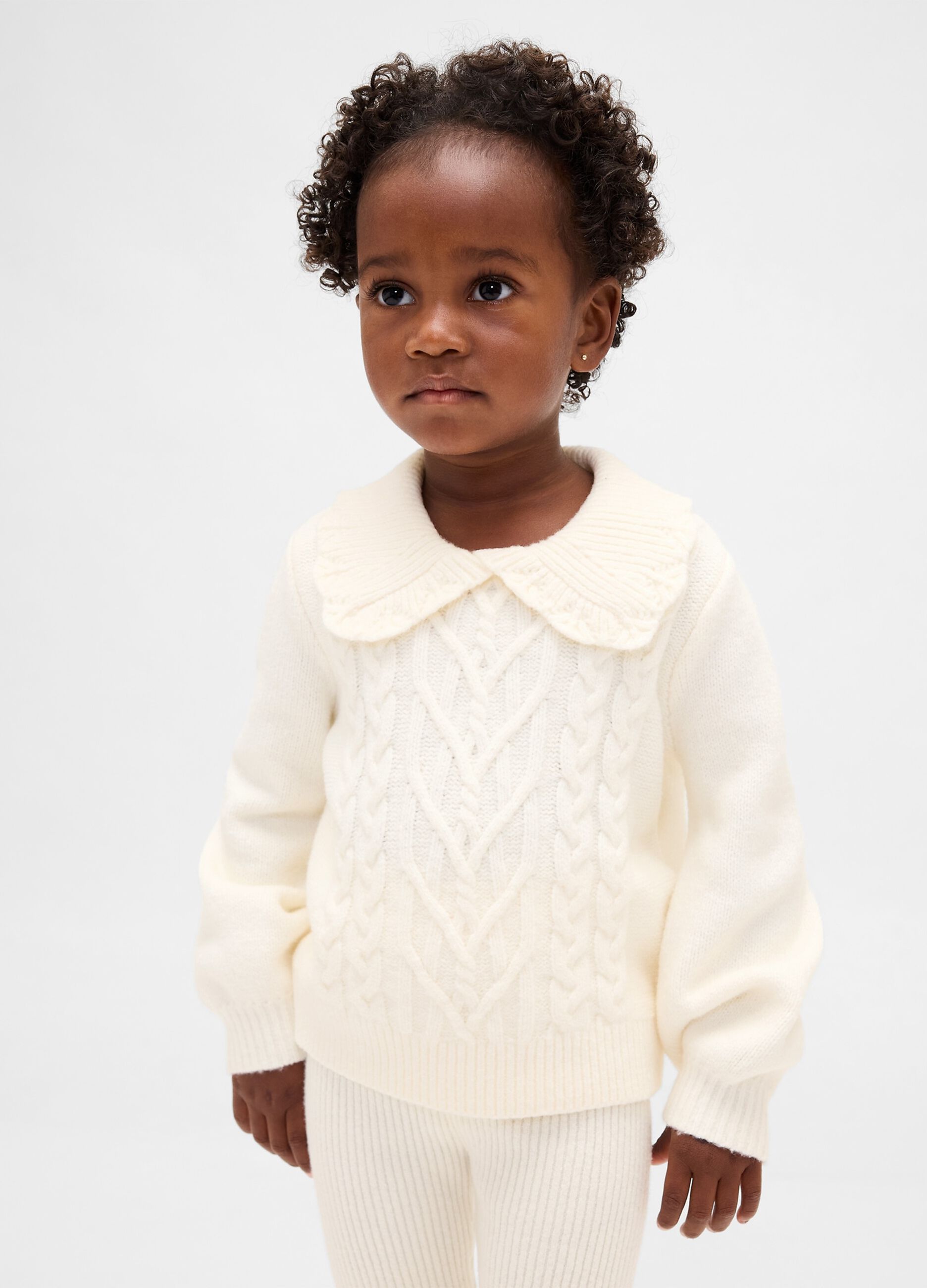 Maglione bianco per bambina in misto materiali