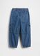 Blue cotton cargo trousers for boys_2