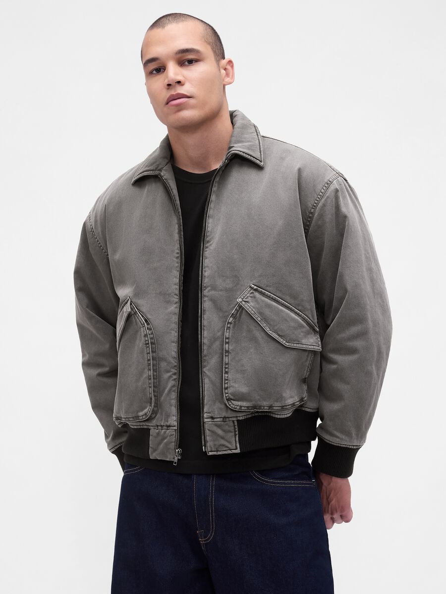 Grey Cotton Jacket Man_0