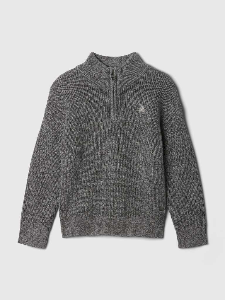 Pullover mock neck con mezza zip