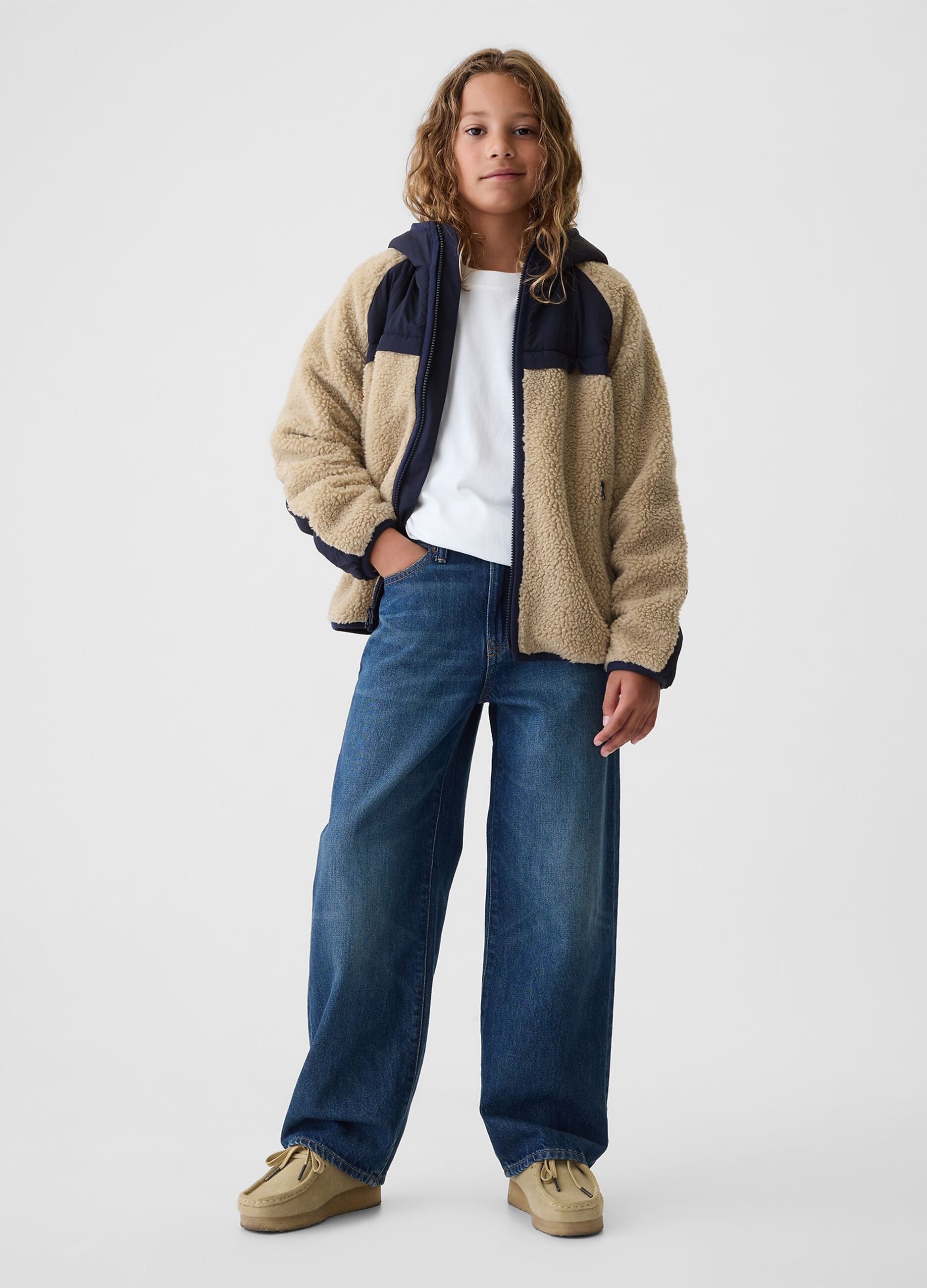 Giacca in sherpa con cappuccio