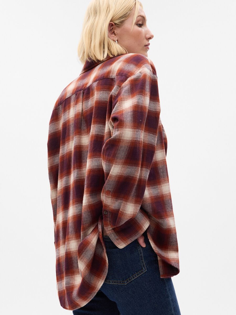 Oversized shirt in flannel with check pattern Woman_1