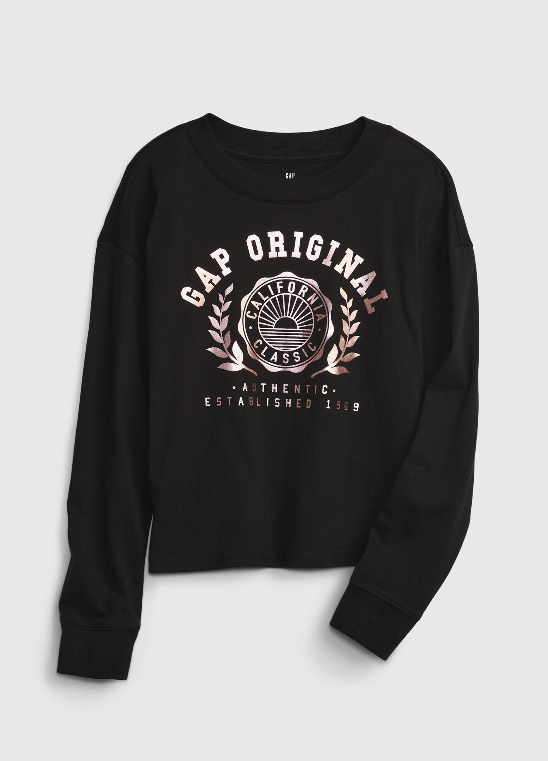 Long-sleeved T-shirt with foil logo