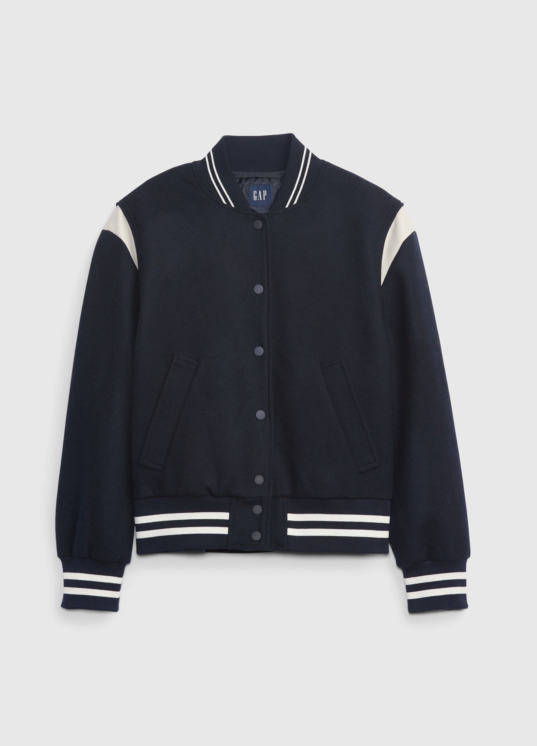 Oversize varsity jacket with striped trims_2