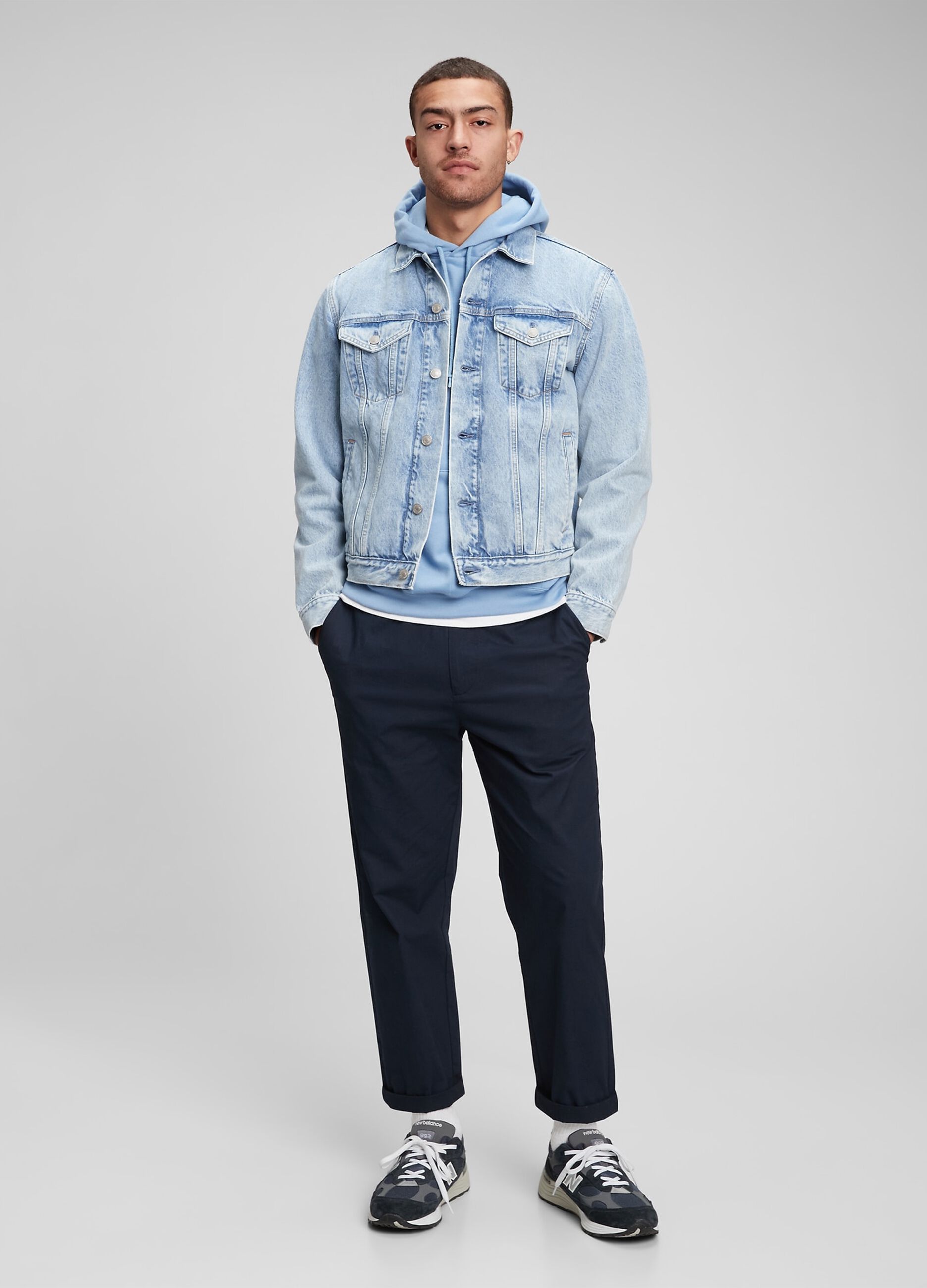 Giacca corta in denim acid wash