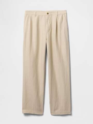 Pantaloni wide leg beige in lino e cotone_5