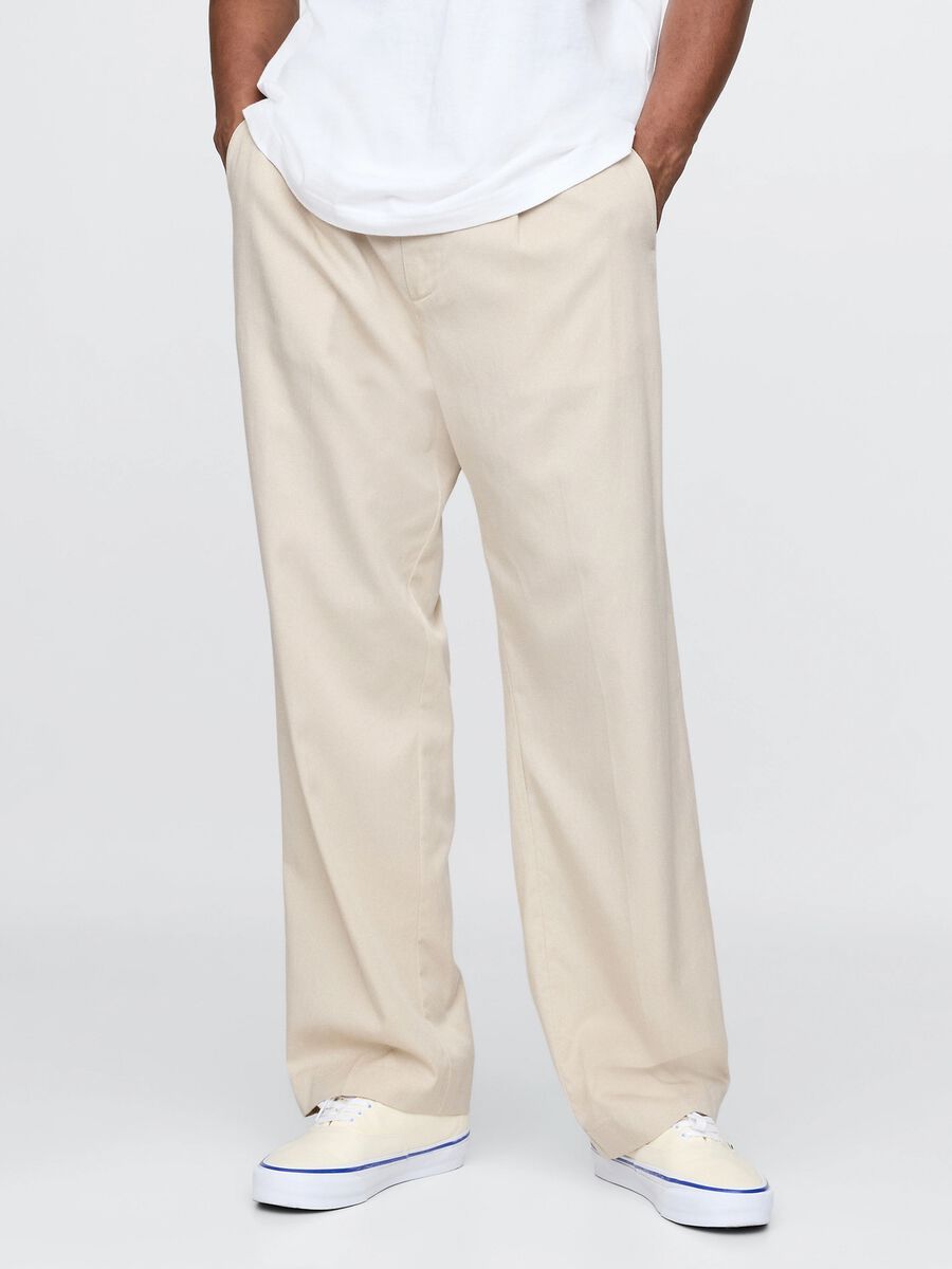 Casual beige trousers in Lyocell and cotton Man_1