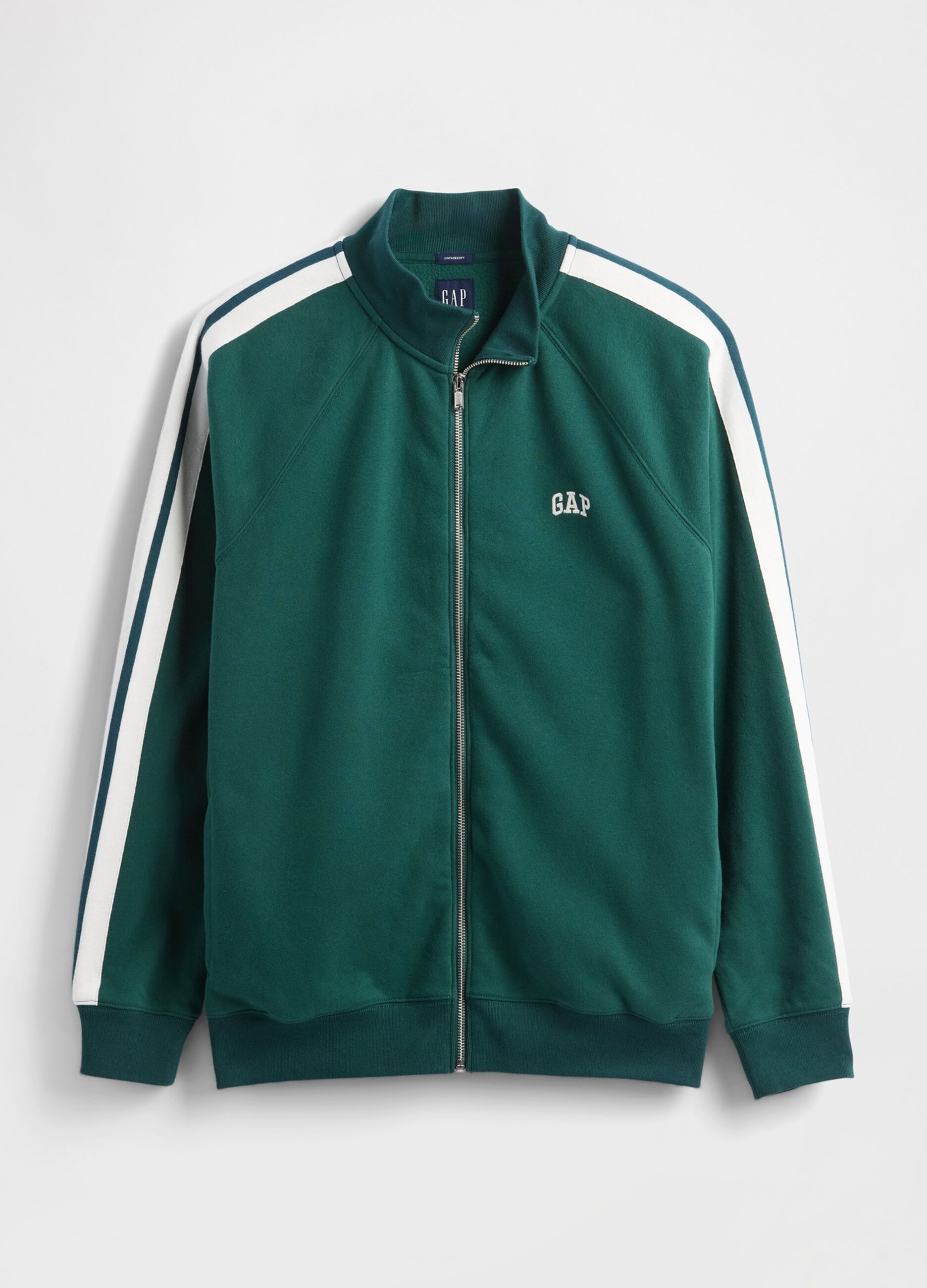 Felpa verde con zip integrale_4