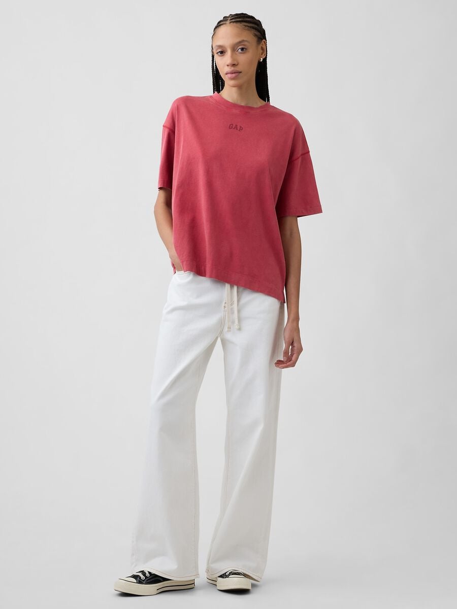 T-shirt a maniche corte in puro cotone con logo GAP Donna_2