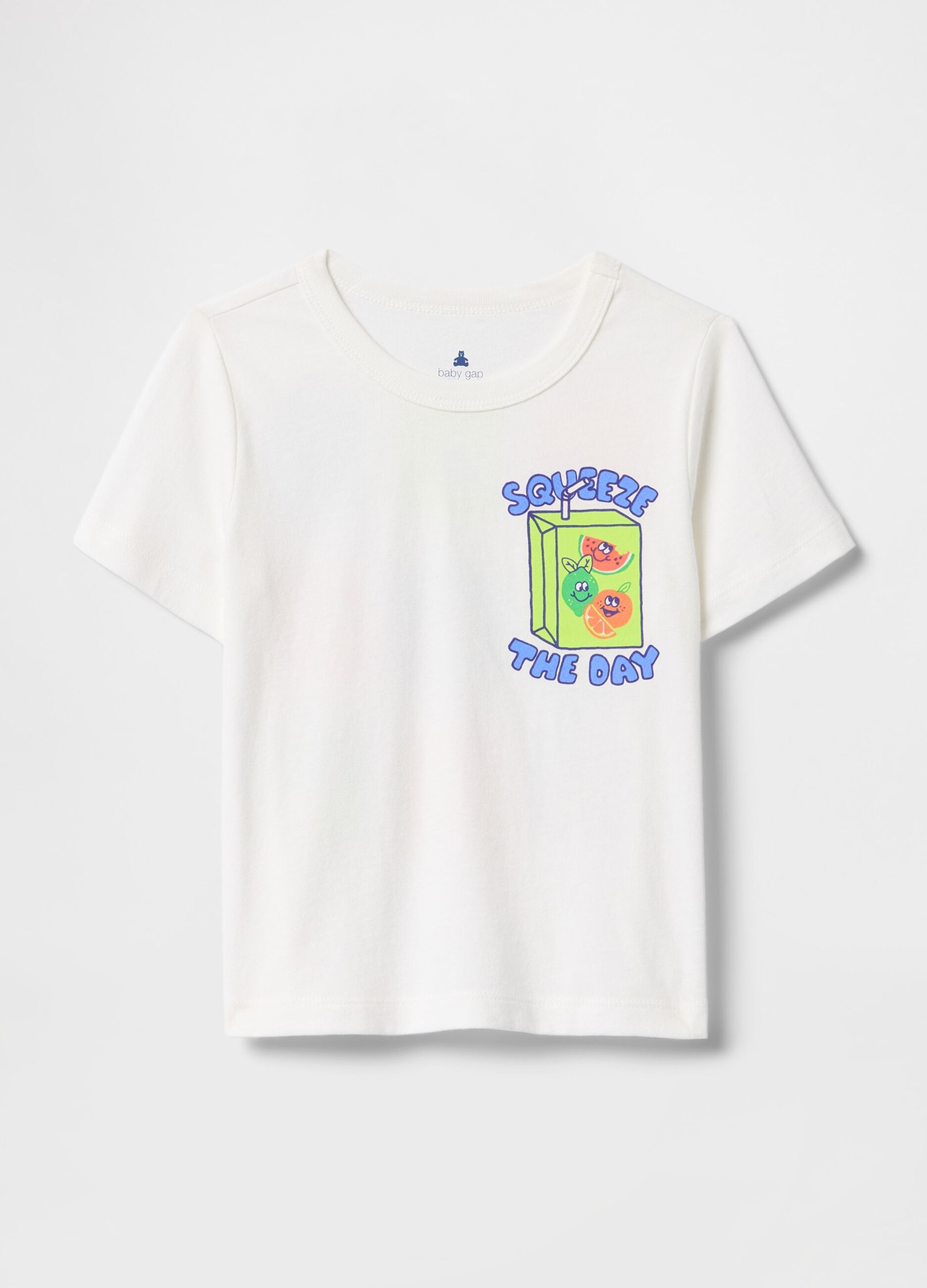 T-shirt bianca con grafica succo di frutta