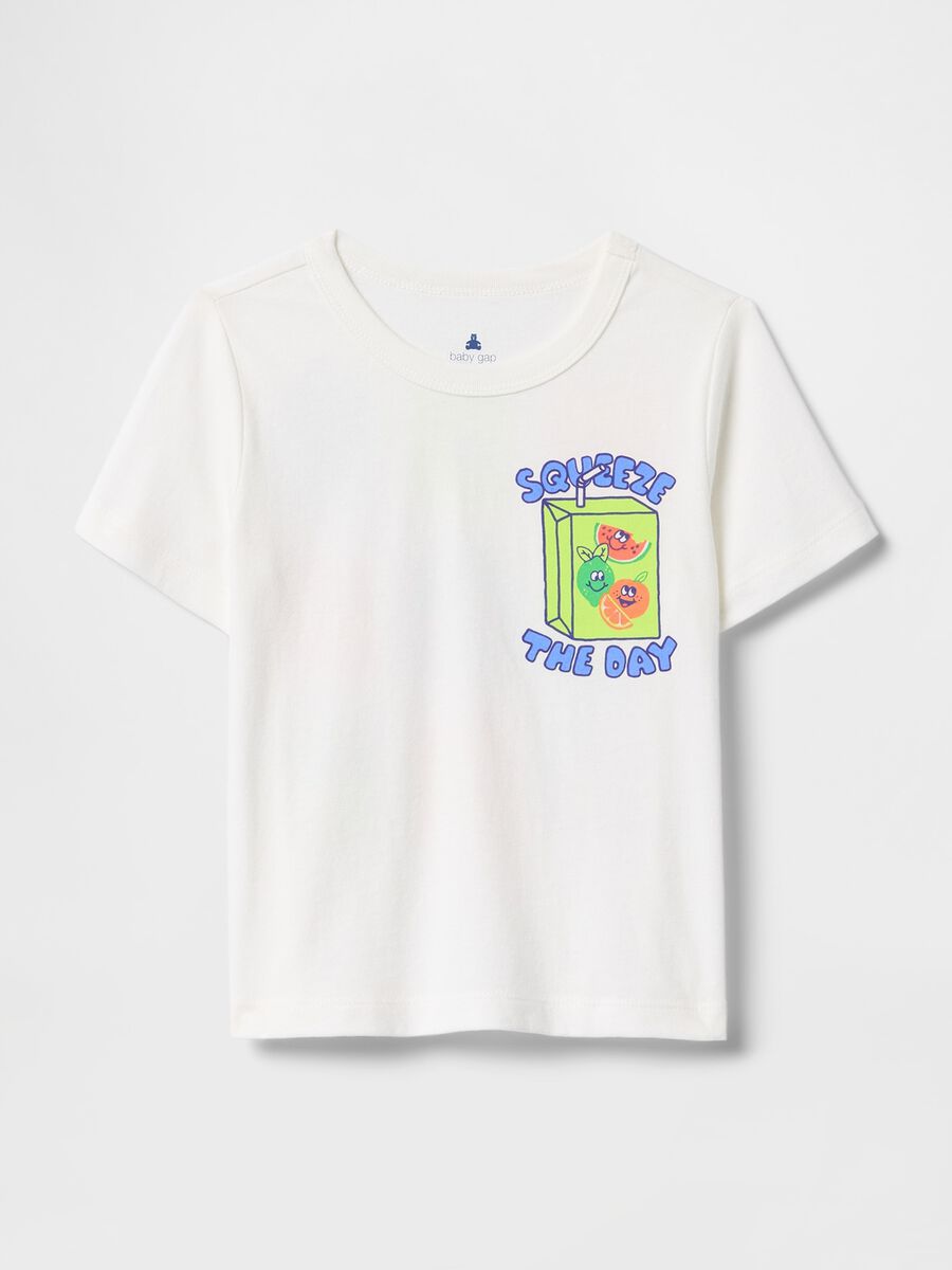 T-shirt bianca con grafica succo di frutta Bimbo_0