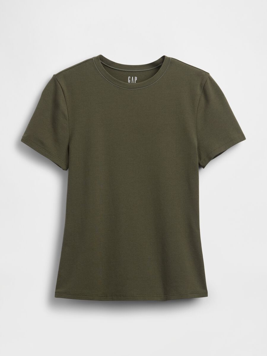 T-shirt verde elasticizzata a maniche corte Donna_3