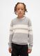 Maglione grigio a righe beige da bambino in puro cotone_1