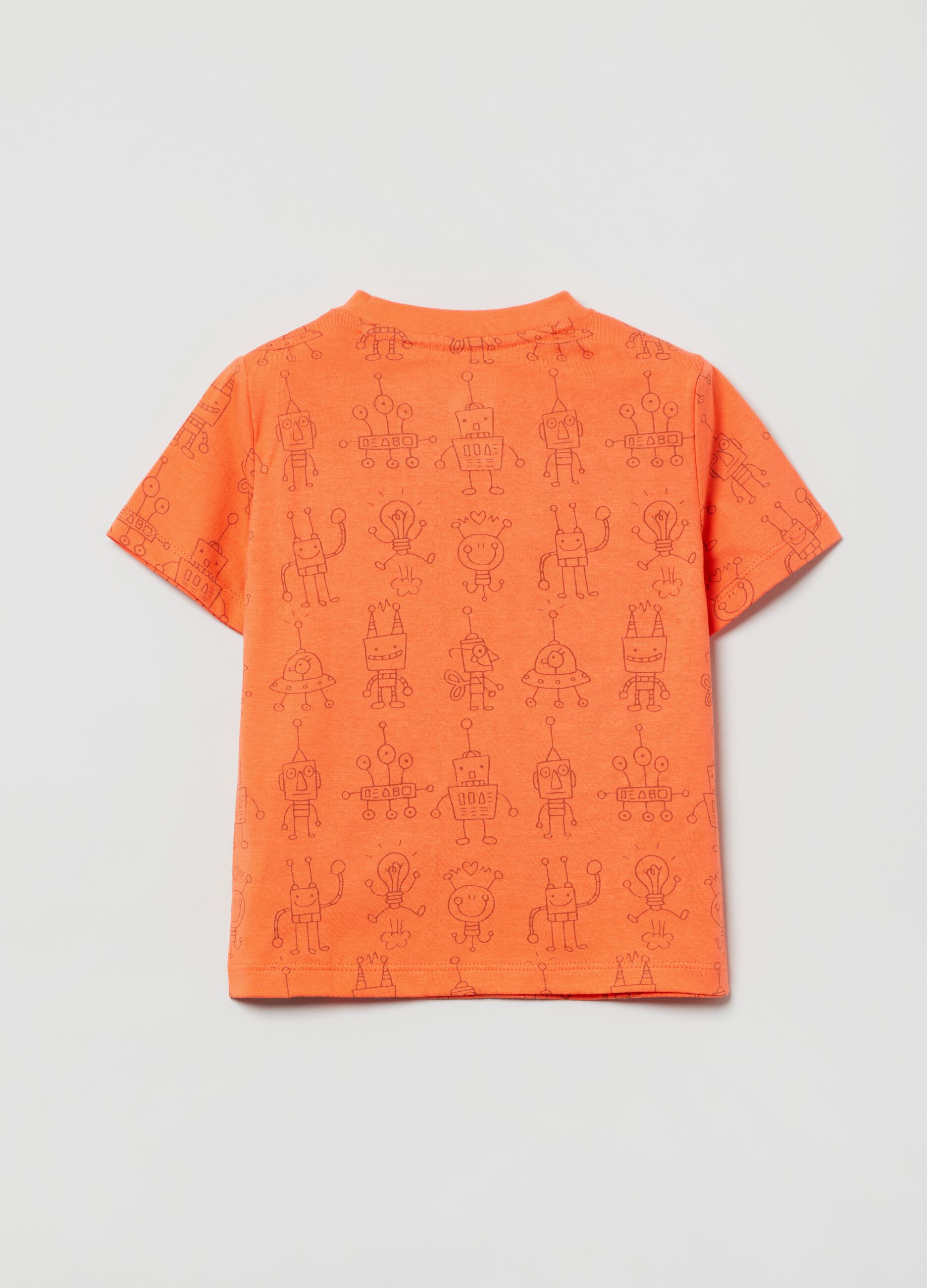 T-shirt with pocket with robots print_1
