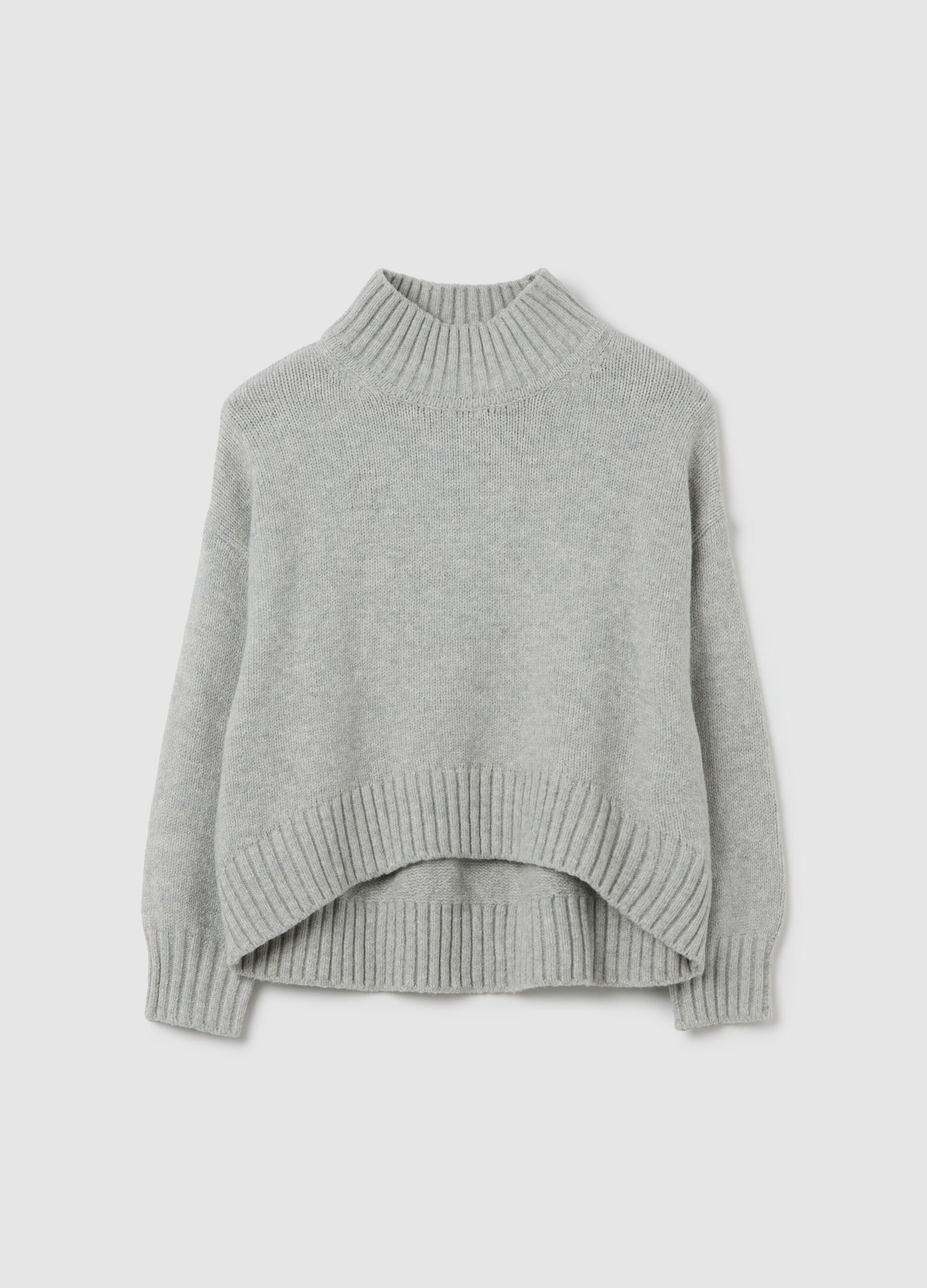 Grey cotton and polyamide blend jumper