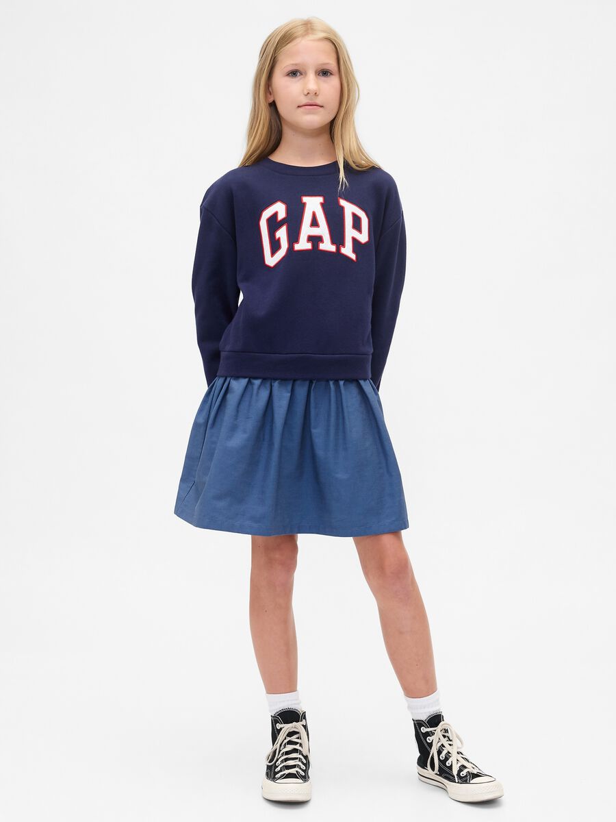 Blue Dress with Denim Skirt for Girls Girl_0