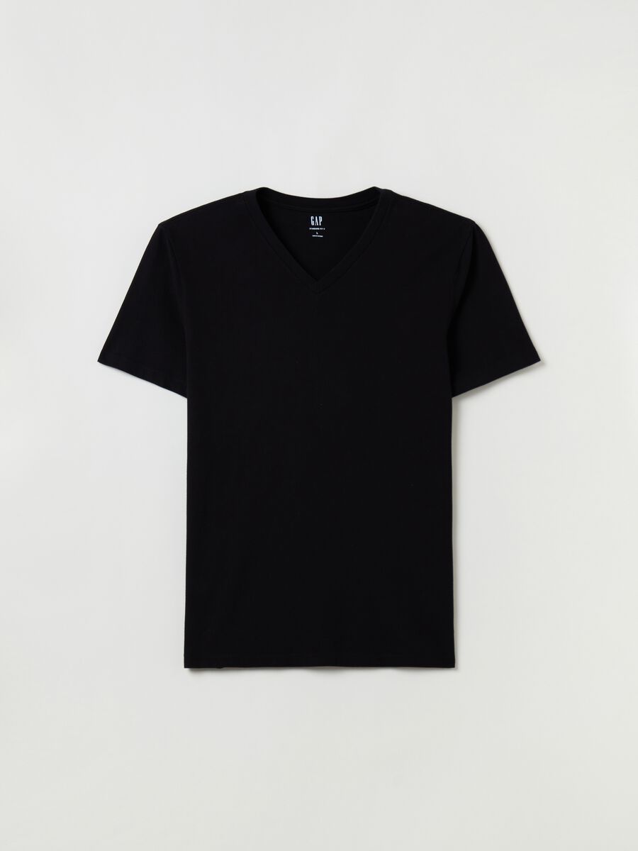 T-shirt in cotone scollo a V Uomo_1
