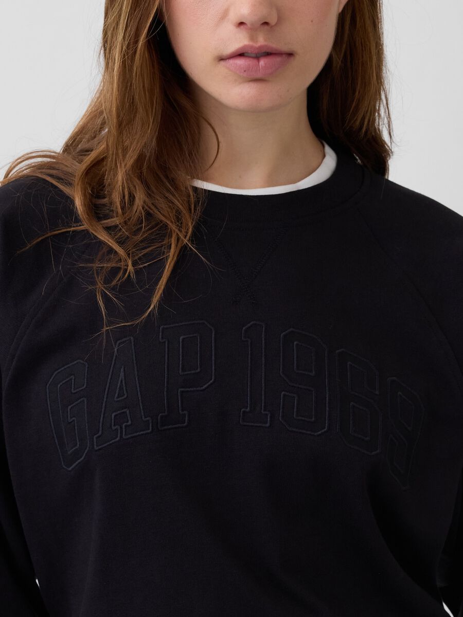 Felpa in misto cotone con girocollo Donna_3