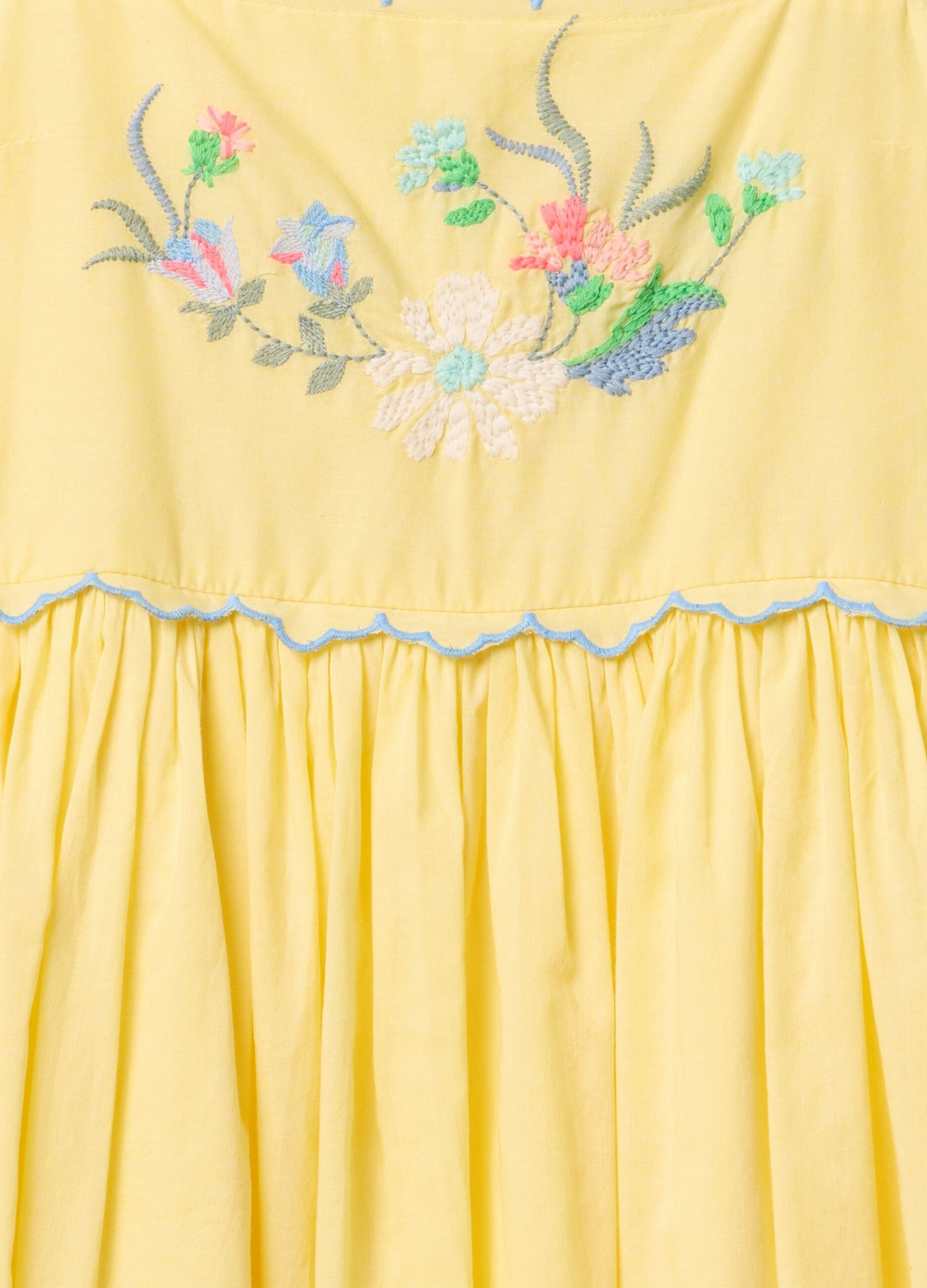 Vestito estivo giallo con ricami floreali in cotone_3