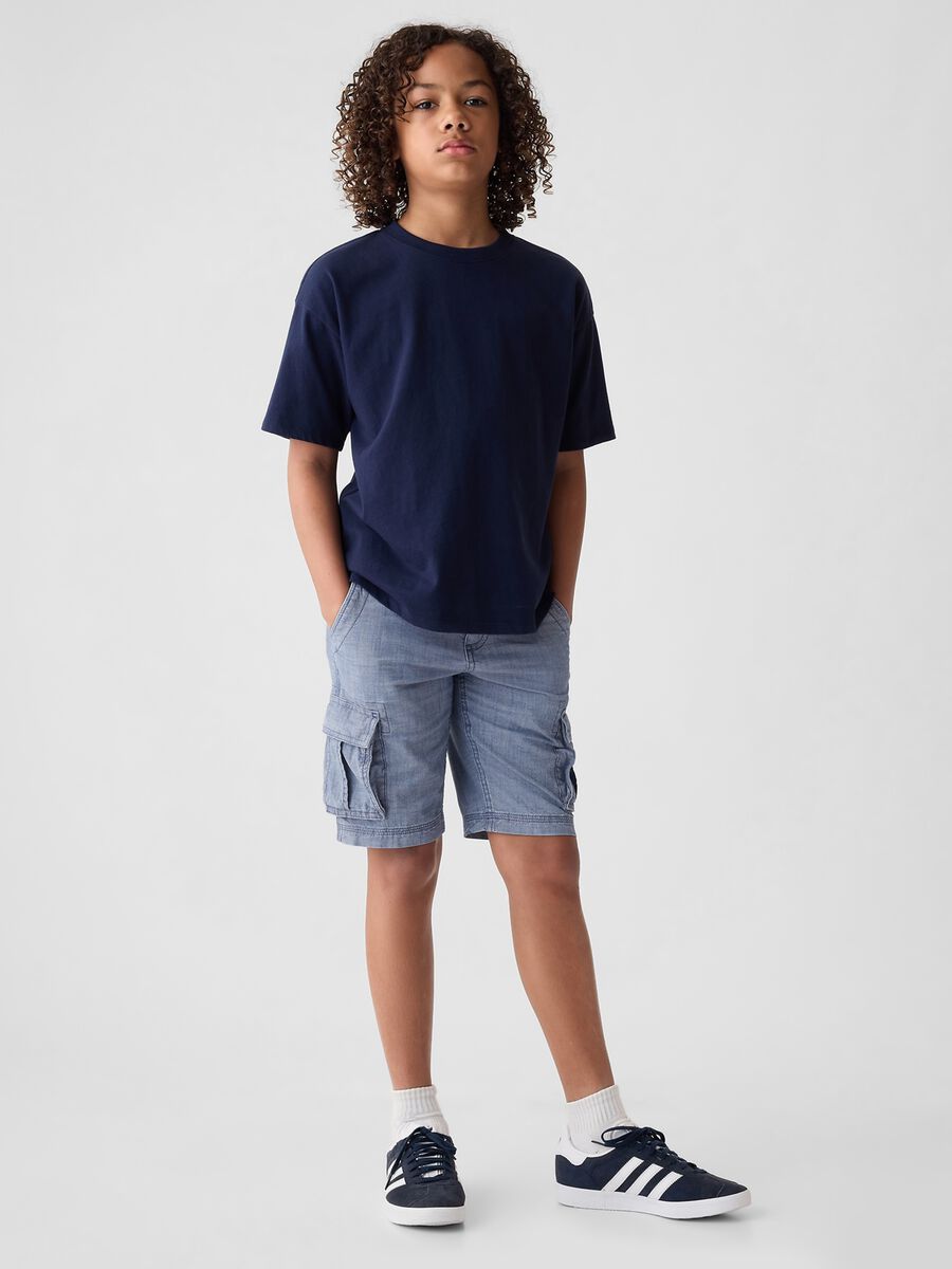 Bermuda cargo in cotone chambray Bambino_0