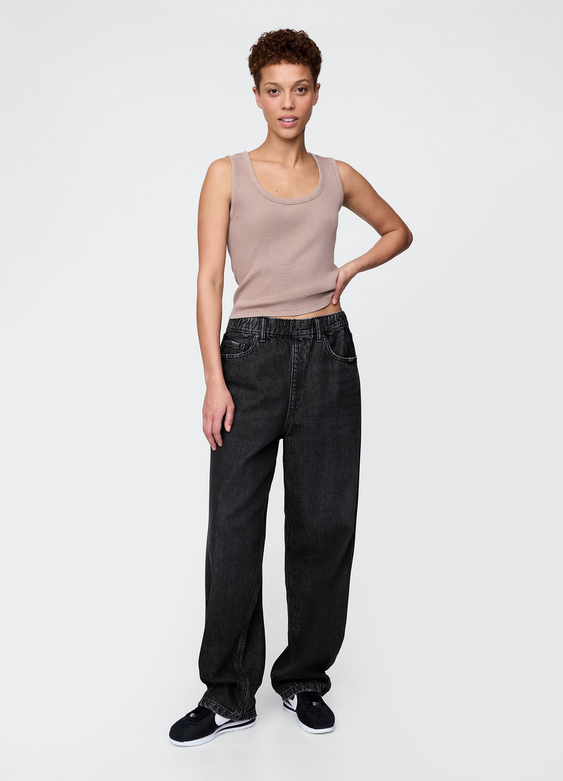 Pantaloni denim neri a gamba larga Gap_3