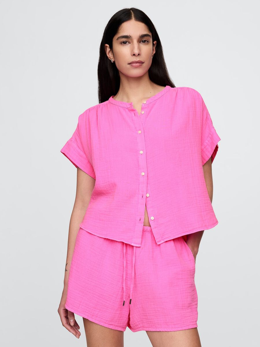 Camicia estiva rosa in cotone leggero Donna_0