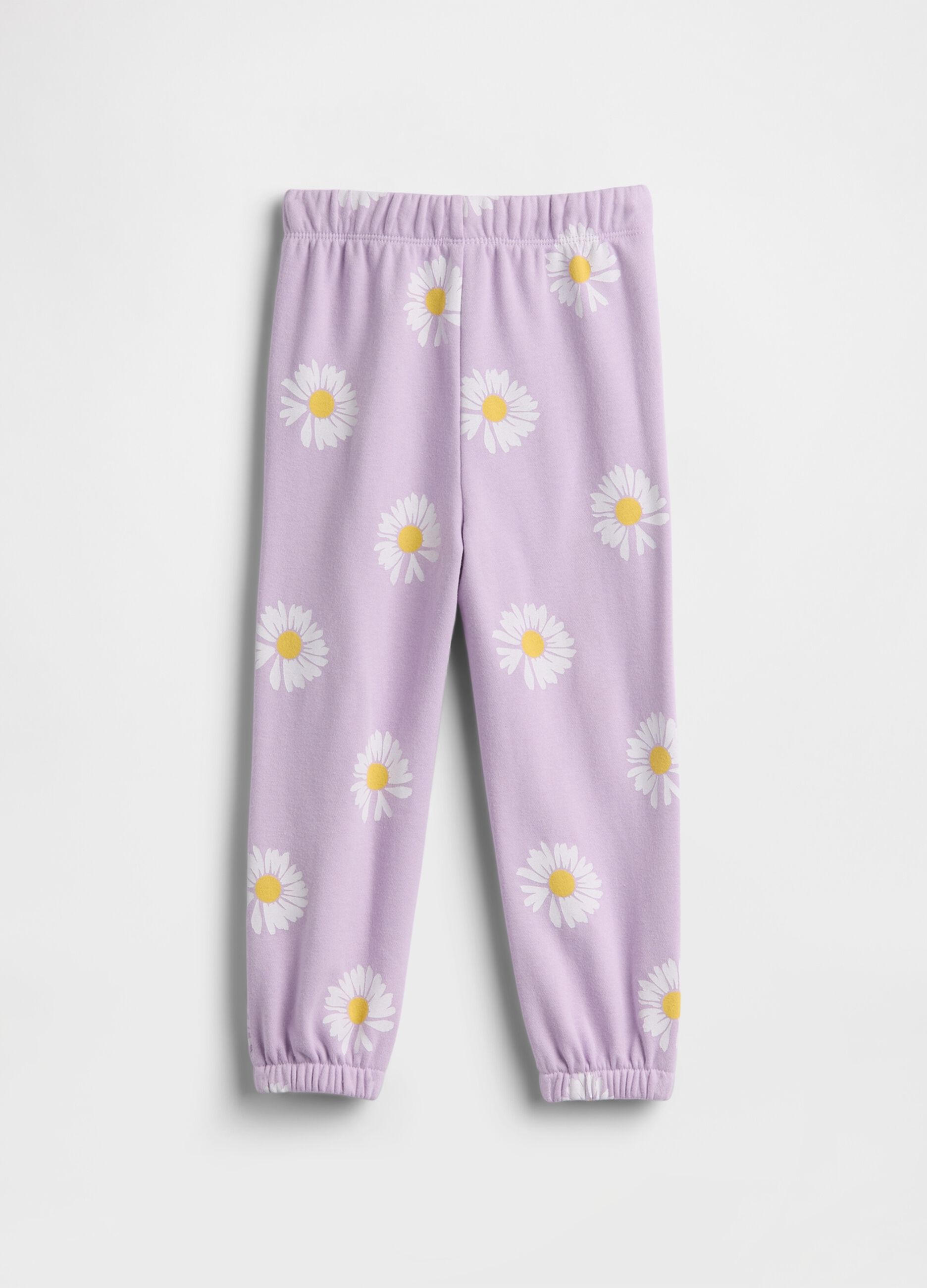Purple newborn cotton blend trousers regular fit with daisies