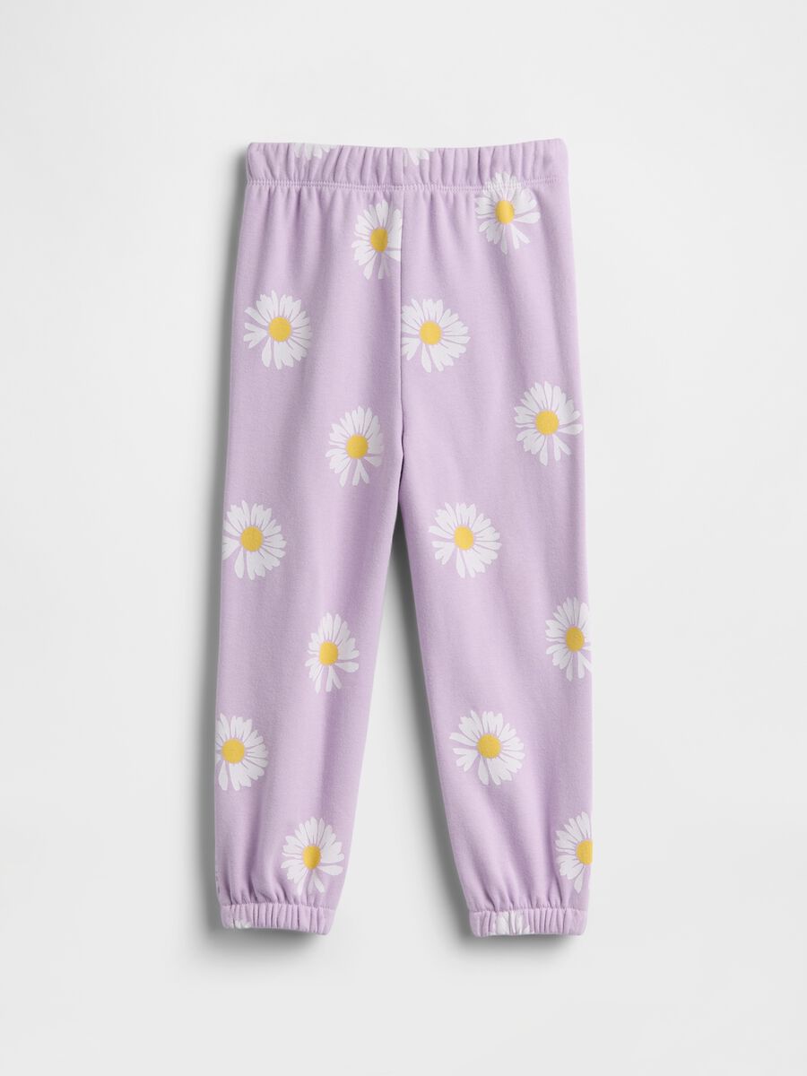 Purple newborn cotton blend trousers regular fit with daisies Girl_1
