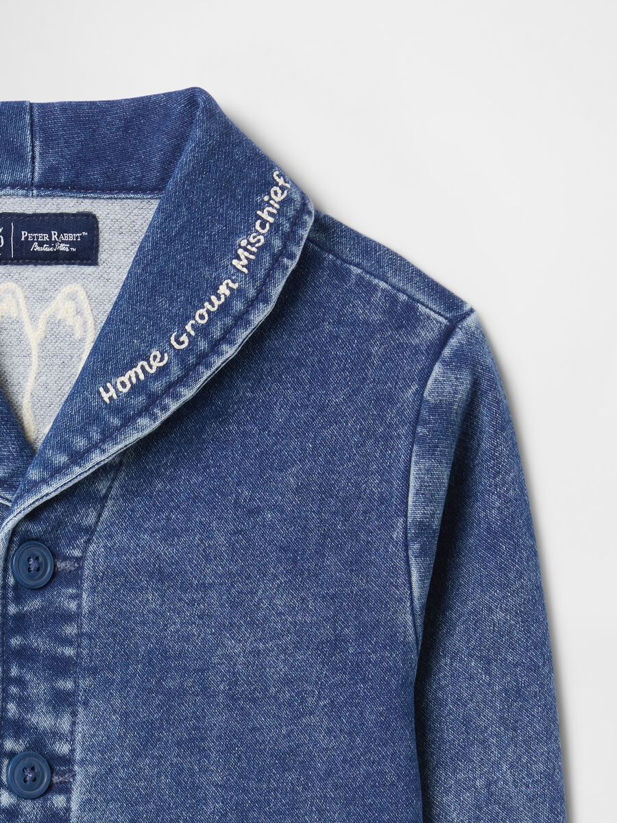 Giacca blu denim con ricamo Peter Rabbit Newborn Boy_2