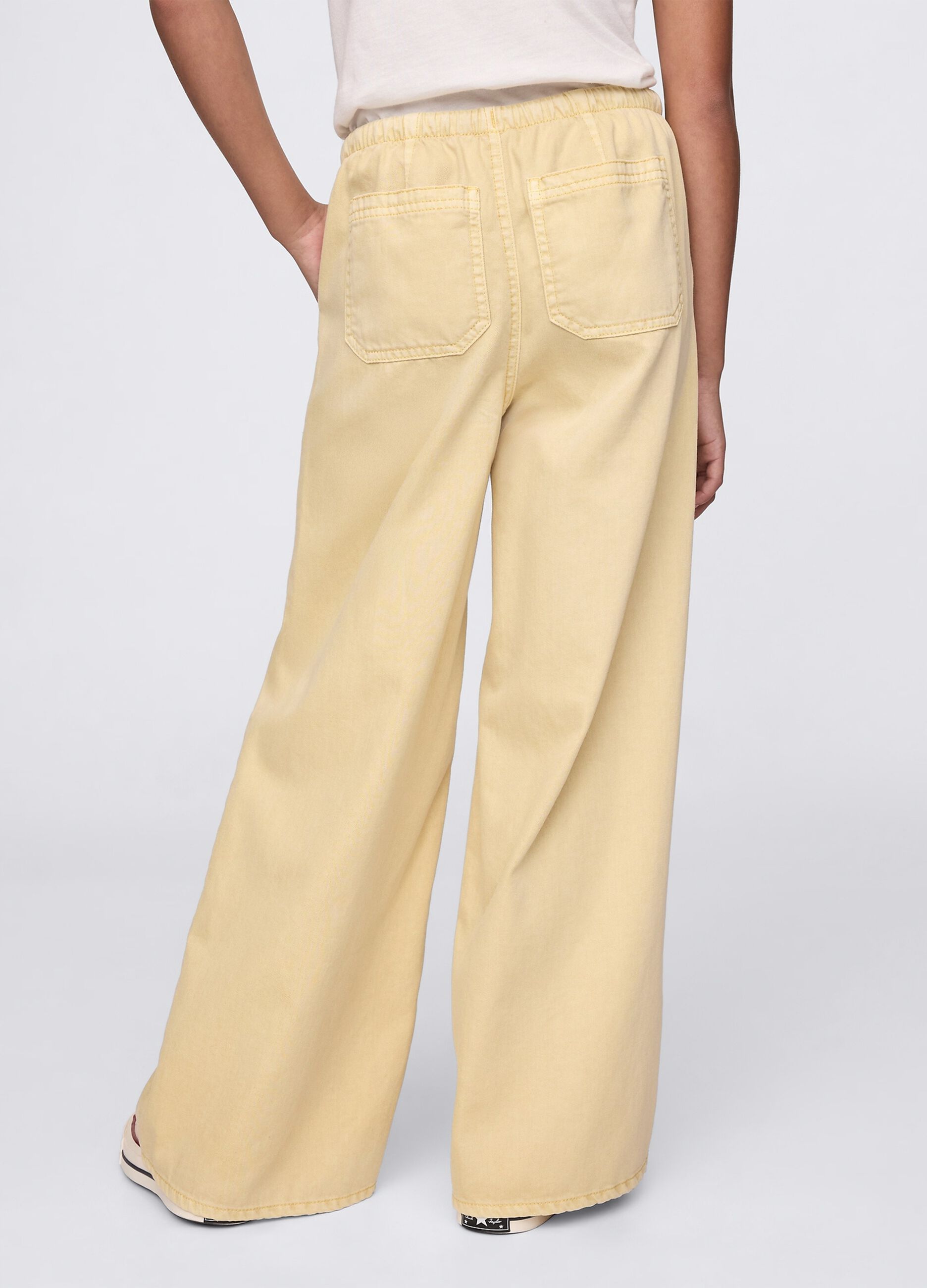 Pantaloni gialli a gamba larga con coulisse_2