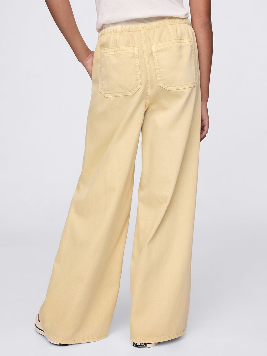 Pantaloni palazzo beige in cotone e Lyocell Bambina_2