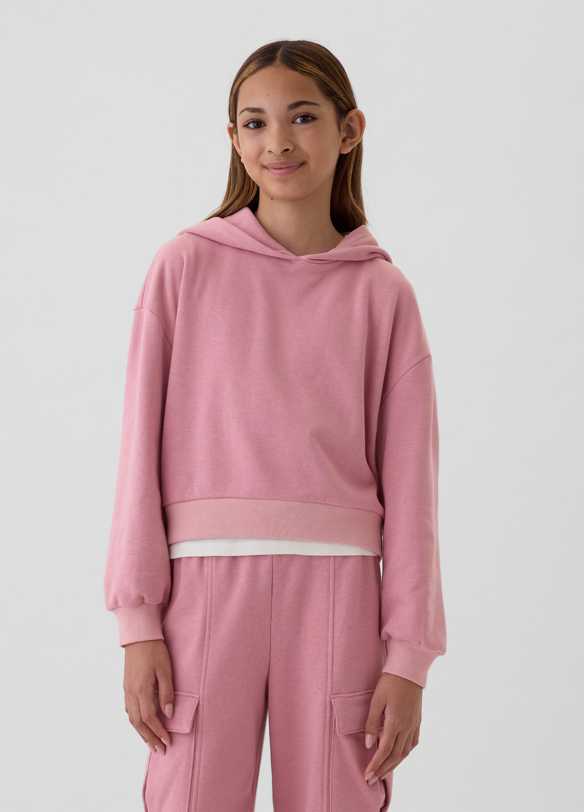 Felpa cropped con cappuccio