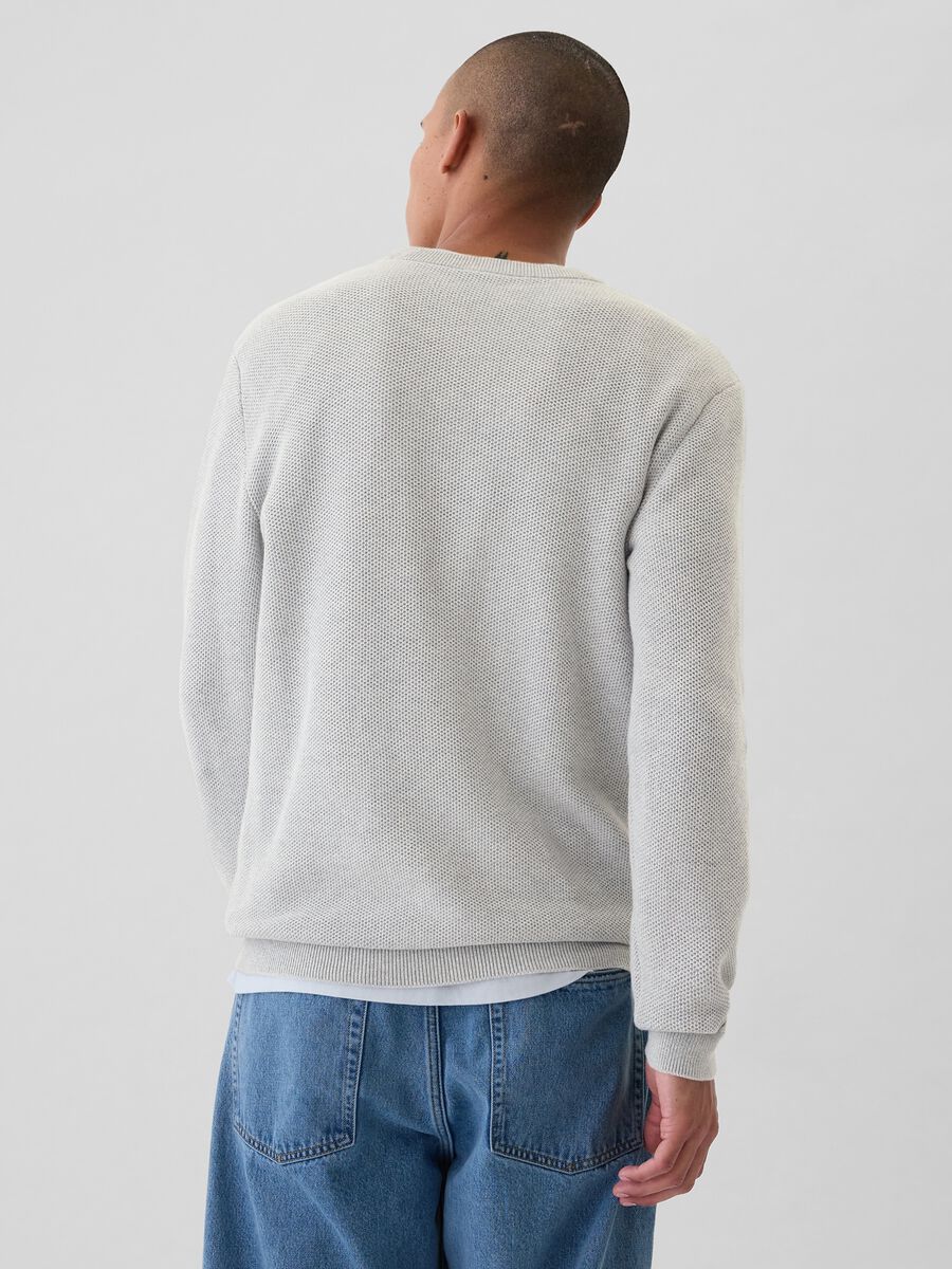 Pullover in cotone con trama a nido d'ape Uomo_2