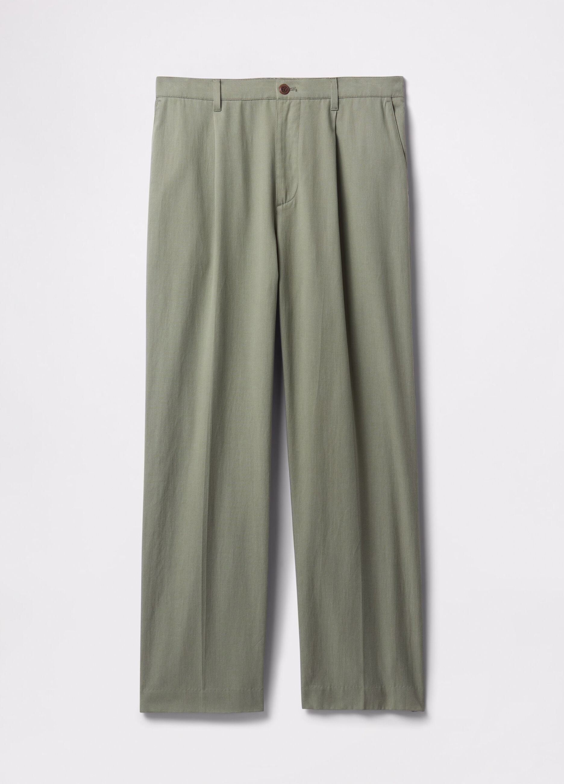 Green wide-leg trousers in Lyocell and cotton_5