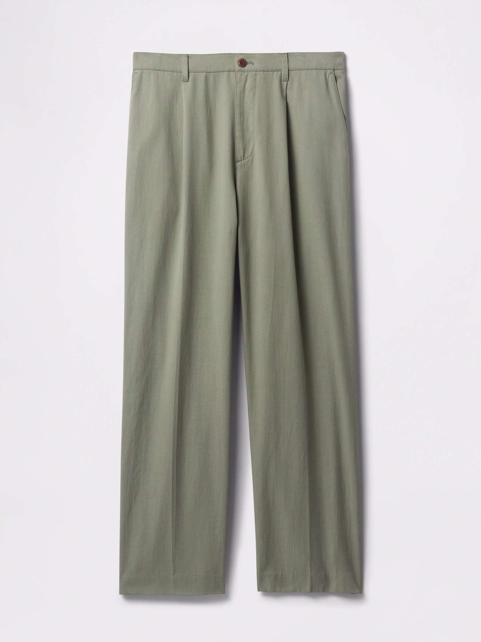 Pantaloni verde a gamba larga in Lyocell e cotone_5