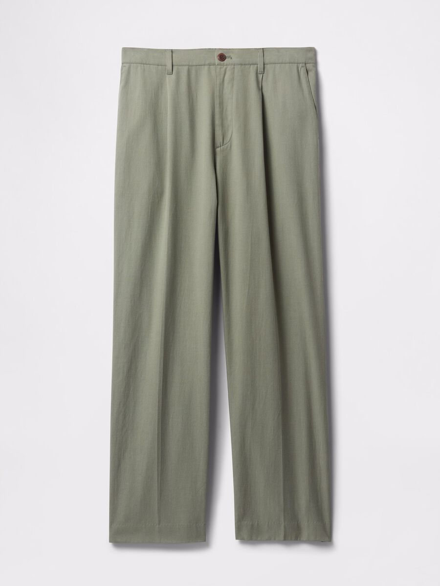 Light green Lyocell and cotton trousers Man_5