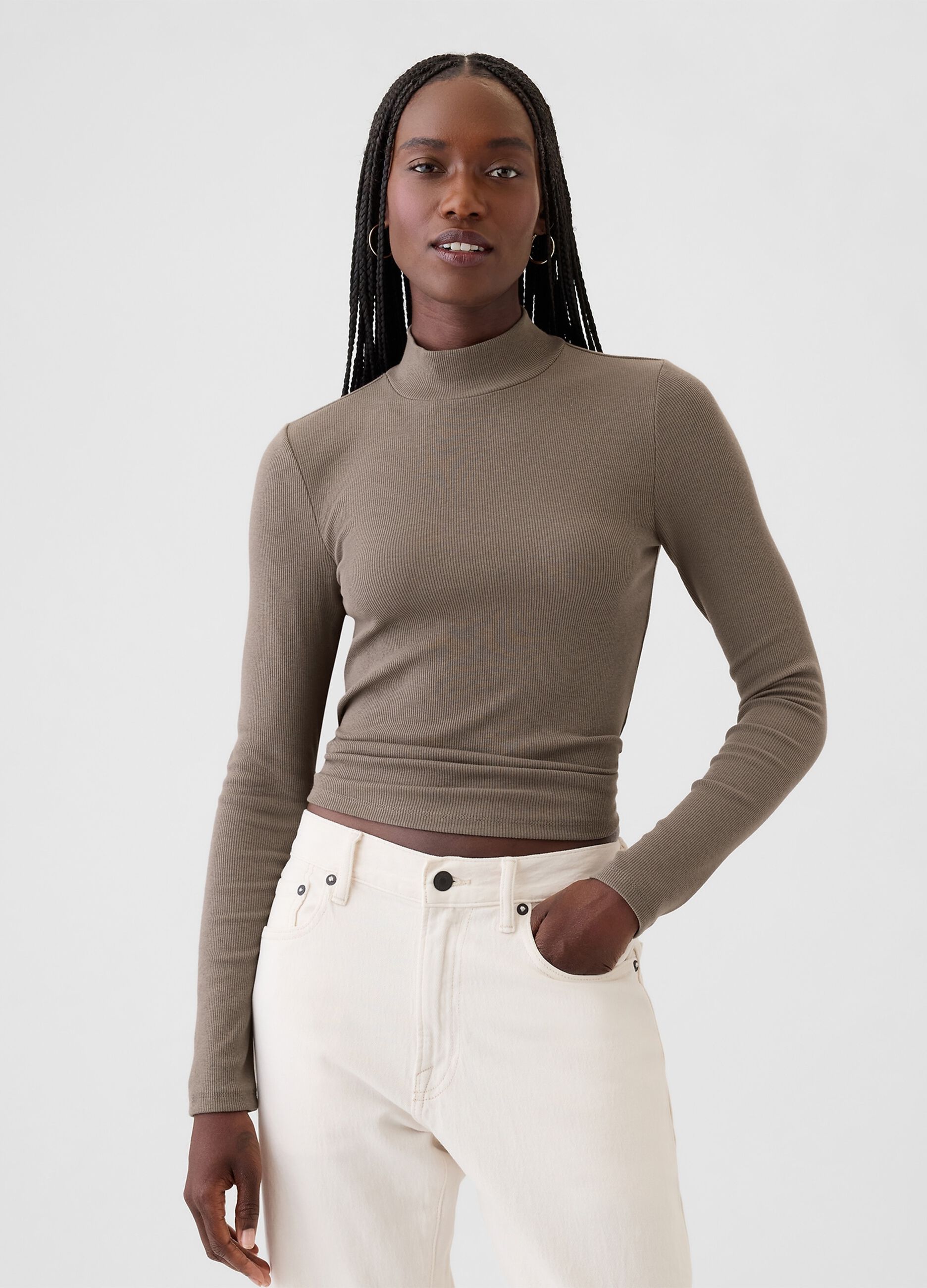 Ribbed T-shirt in stretch modal and cotton