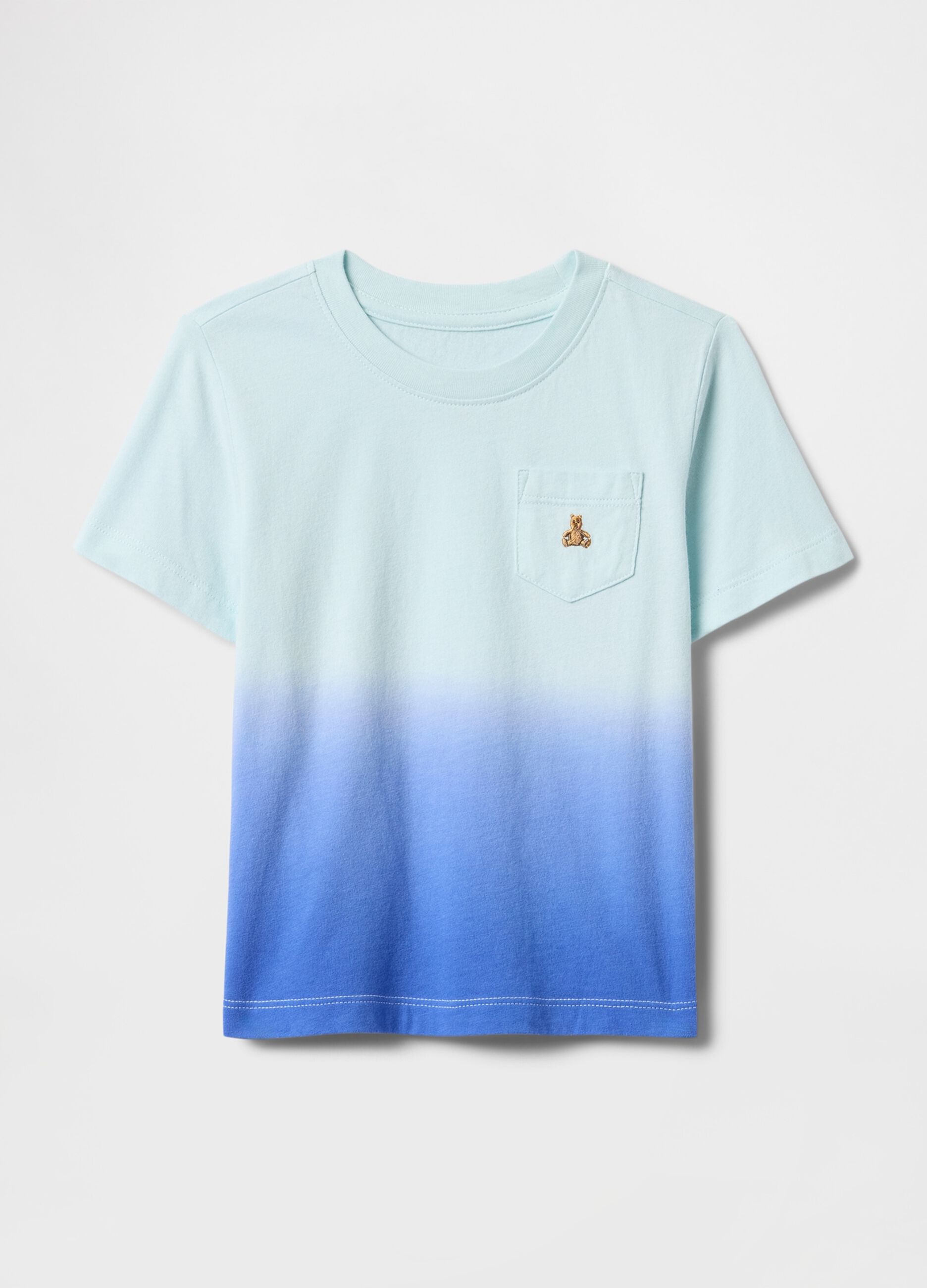 T-shirt sfumata azzurra e blu con taschino frontale