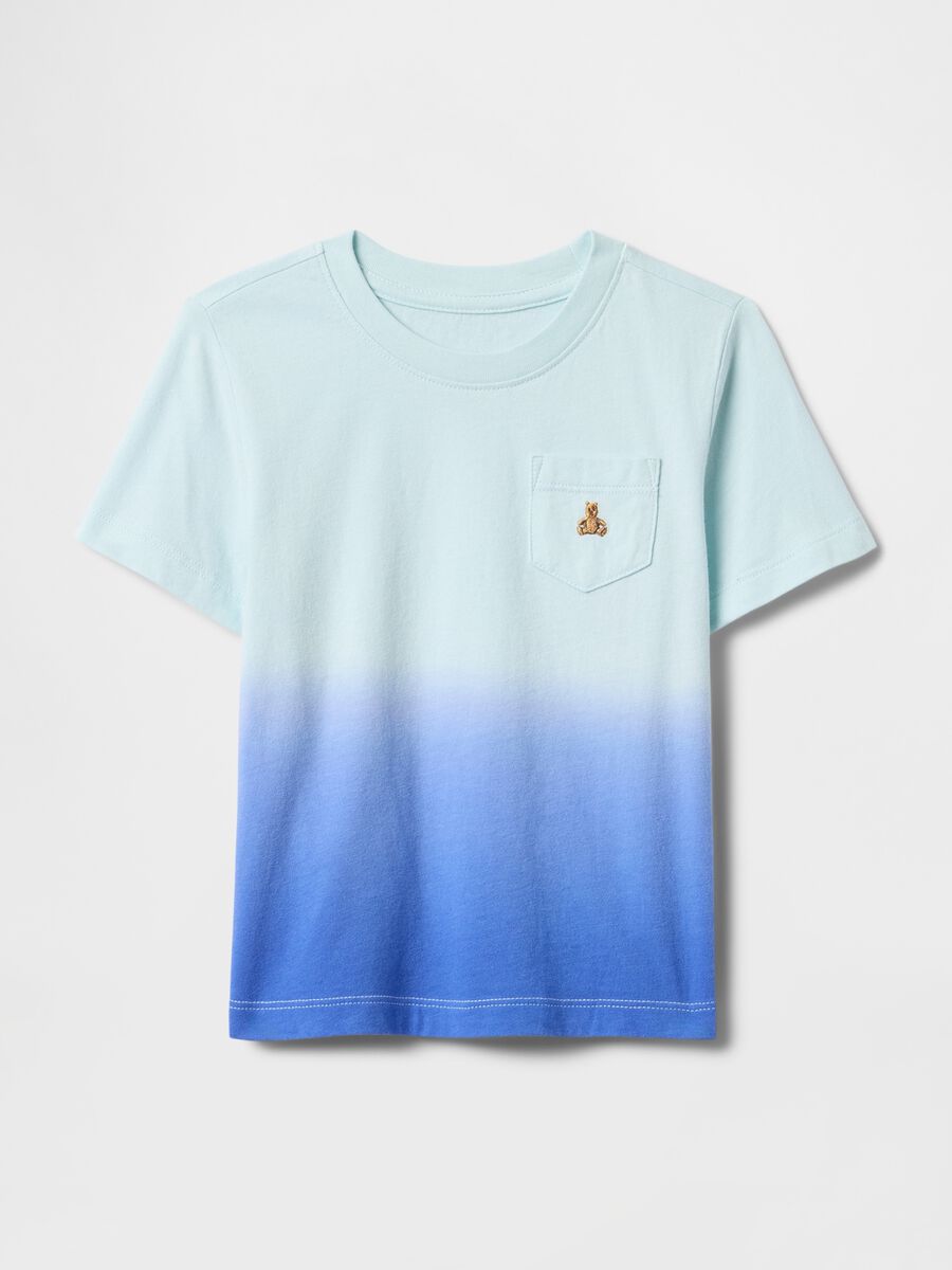 T-shirt sfumata azzurra e blu con taschino frontale Baby Boy_0
