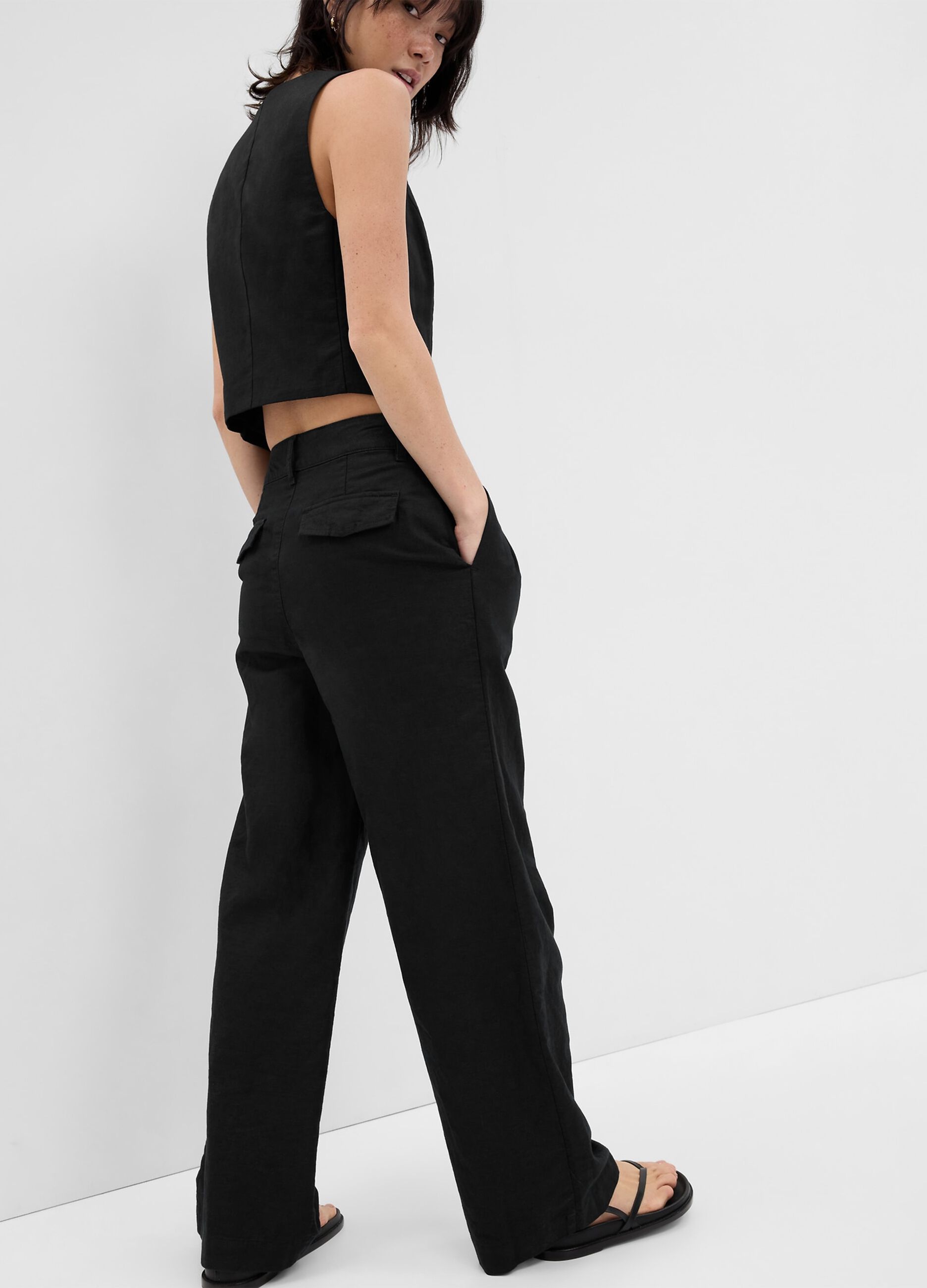 Pantaloni wide leg con pinces