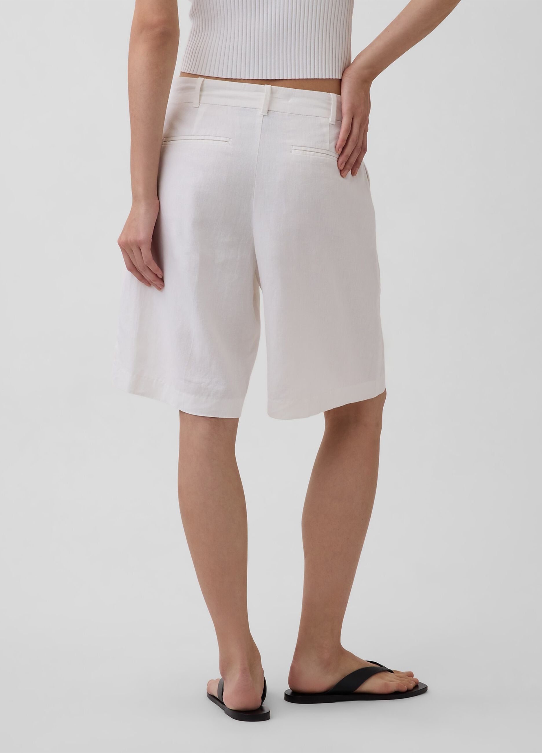 Shorts in misto lino e viscosa